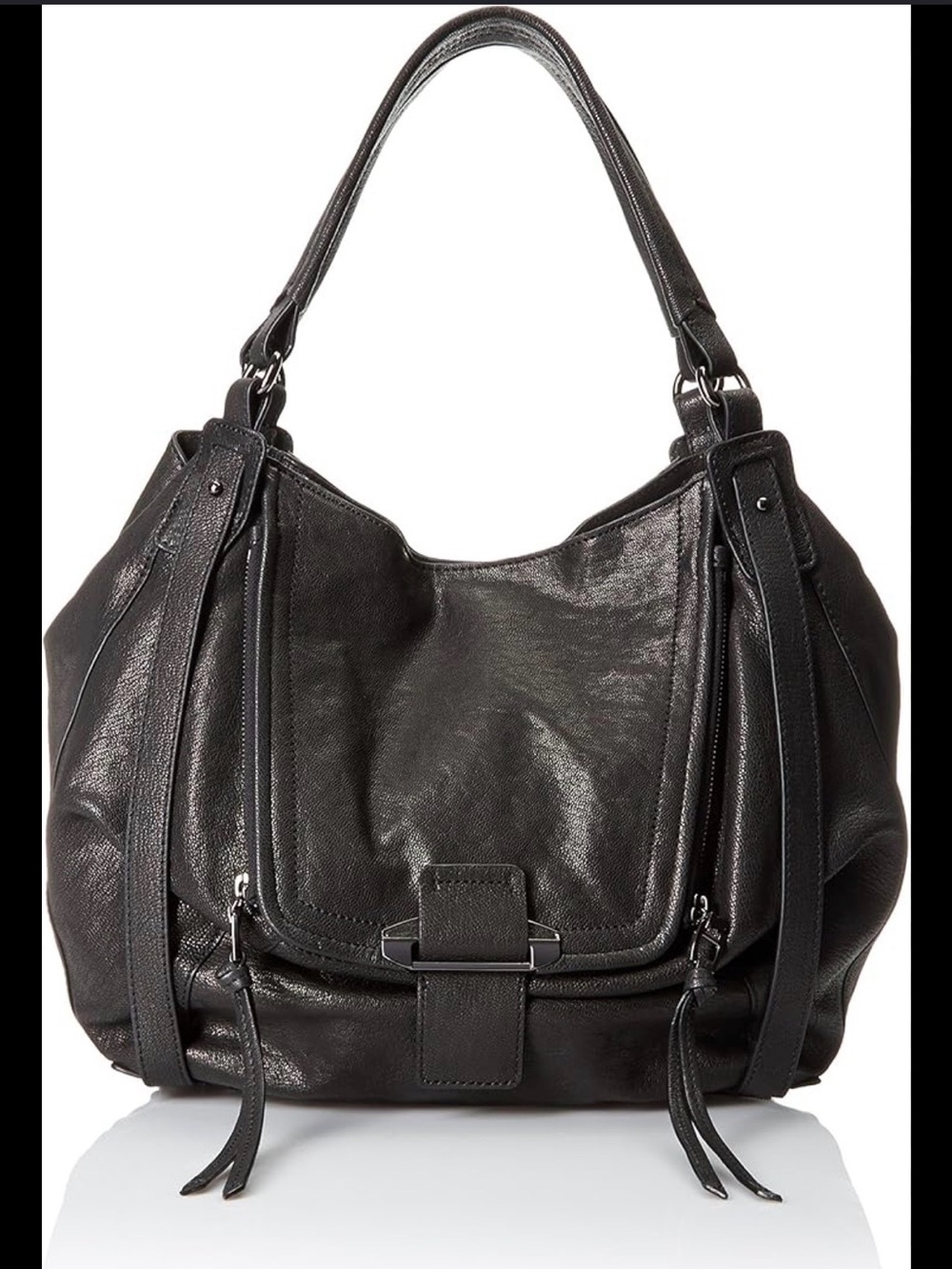 Kooba Black Leather Jonnie Shopper Hobo Shoulder Bag